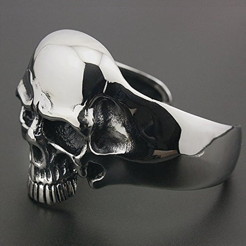 Image of Stainless Steel Huge Heavy Skull Bangle Bracelet