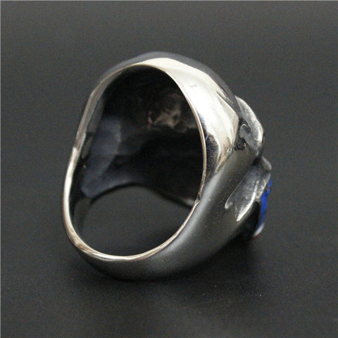 Image of Stainless Steel Skull with American Flag Mask Ring