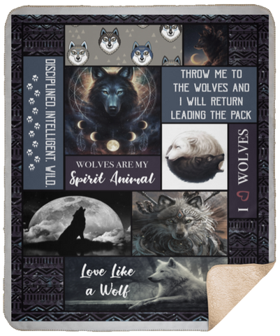 Image of Wolves Fleece Sherpa Blanket