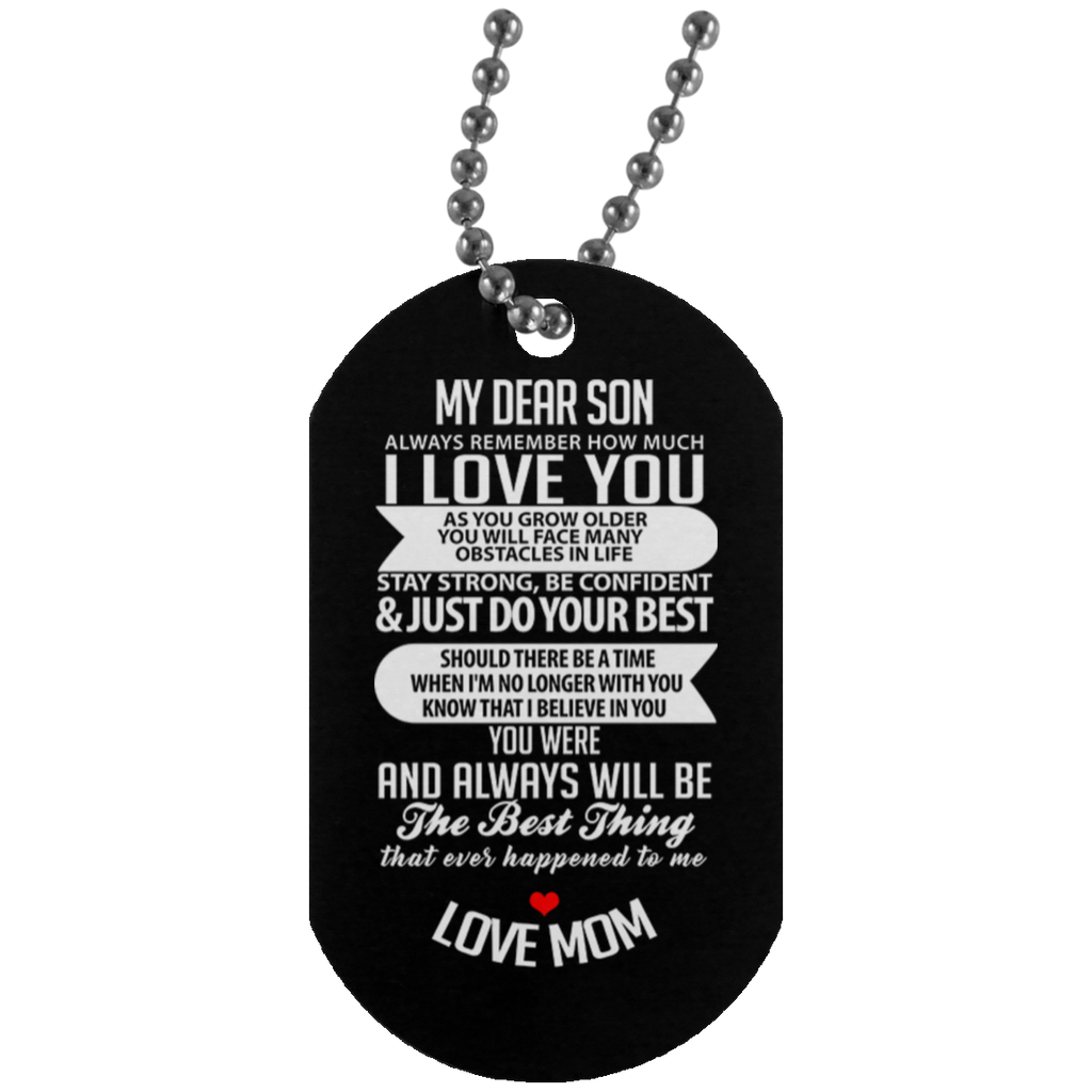 My Dear Son Military Dog Tag - Black