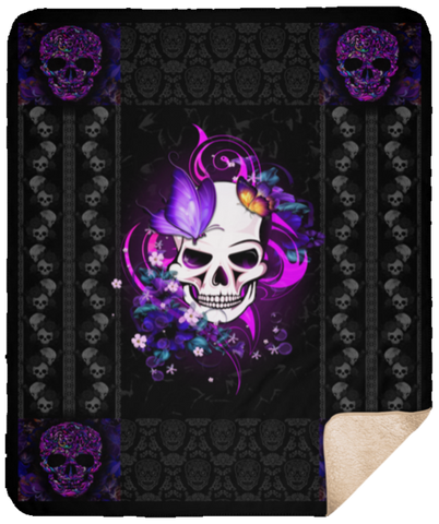 Image of Mariposa Skull Sherpa Fleece Blanket