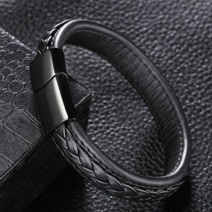 Genuine Leather Bracelet with Stainless Steel Clasp