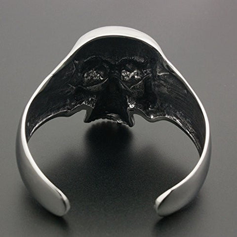 Image of Stainless Steel Huge Heavy Skull Bangle Bracelet