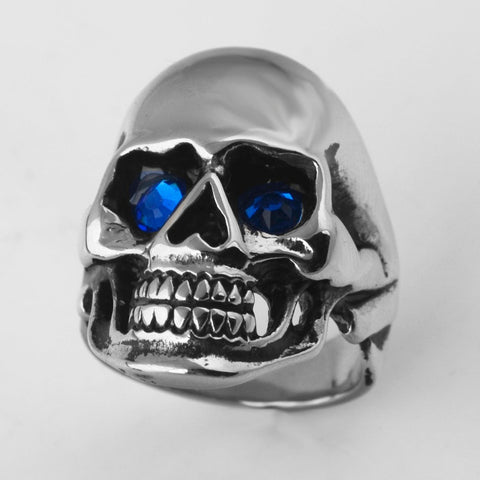 Image of Stainless Steel Skull Ring with Bonus Eye Stones