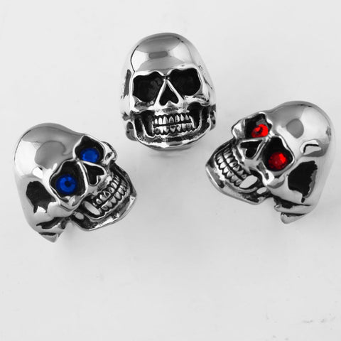 Image of Stainless Steel Skull Ring with Bonus Eye Stones