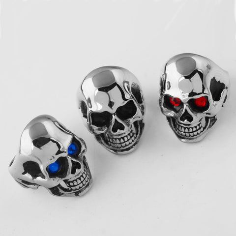 Image of Stainless Steel Skull Ring with Bonus Eye Stones