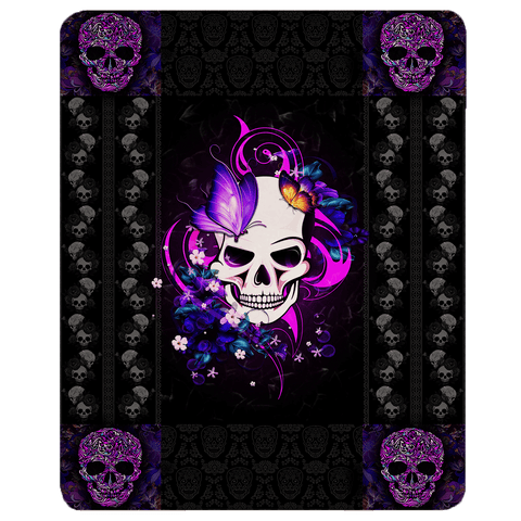 Image of Mariposa Skull Sherpa Fleece Blanket