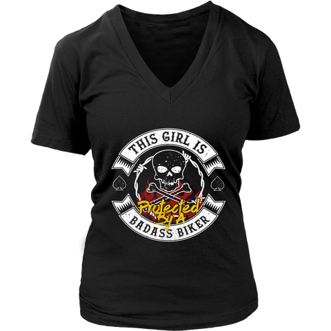Image of Protected By A Bad Ass Biker V-Neck
