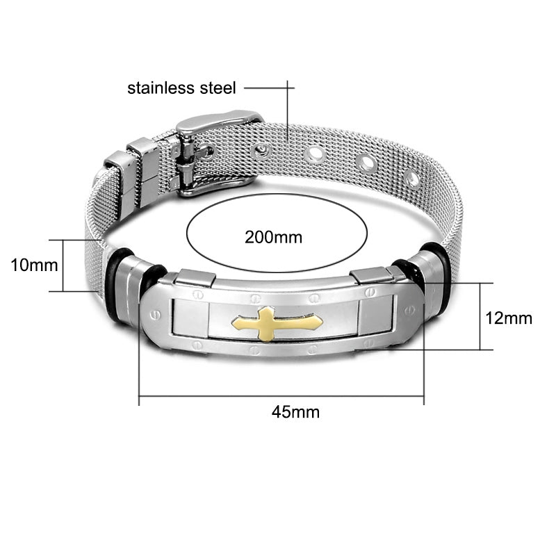 Stainless Steel Mesh Cross Bracelet