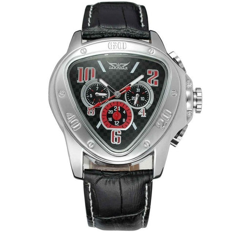 Image of Triangle Design Leather Strap Watch