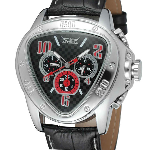 Image of Triangle Design Leather Strap Watch