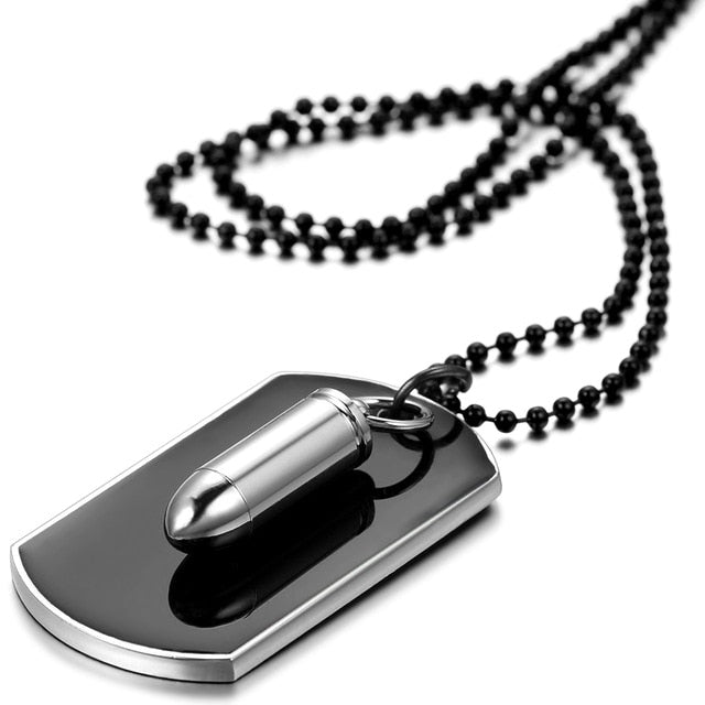 Stainless Steel Silver Bullet Dog Tag