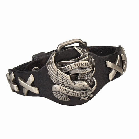 Image of Genuine Leather Live To Ride Bracelet