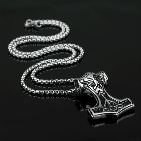Image of Stainless Steel Viking Hammer Pendant and Necklace Set