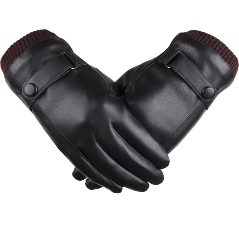 Image of Cashmere Lined Leather Black Gloves
