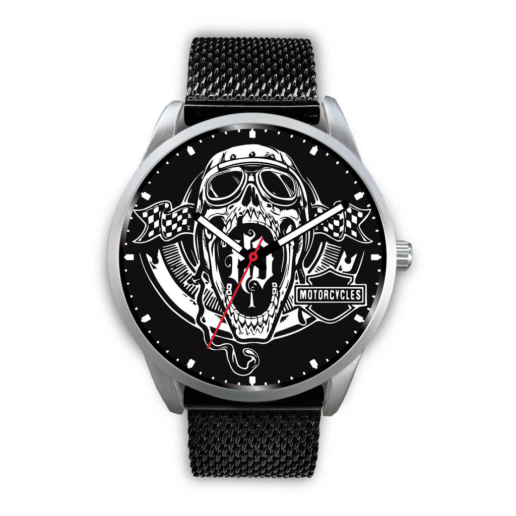 Classic HD Skull Silver Bezel Watch