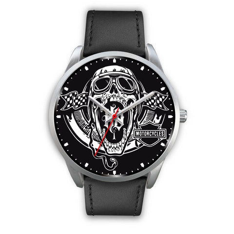 Image of (On Sale) Men's Classic HD Skull Silver Bezel Watch