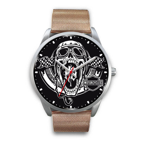 Image of (On Sale) Men's Classic HD Skull Silver Bezel Watch