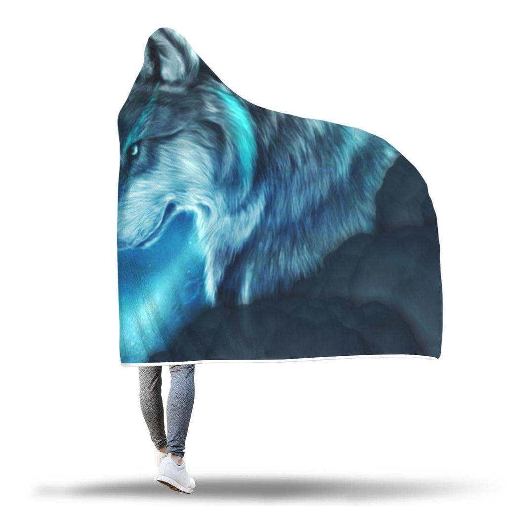 2 Moon Wolf Hooded Blankets - (Two Blankets)