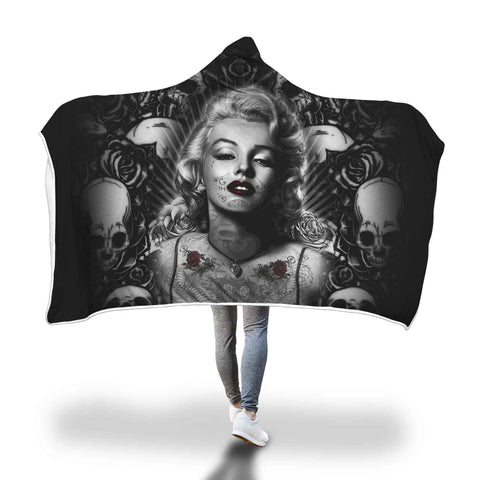 Image of Beautiful Monroe Skulls Hooded Blankets