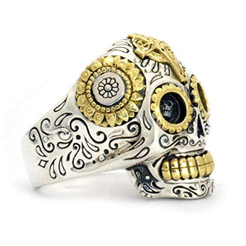 Handcrafted Sterling Silver Sugar Skull Ring