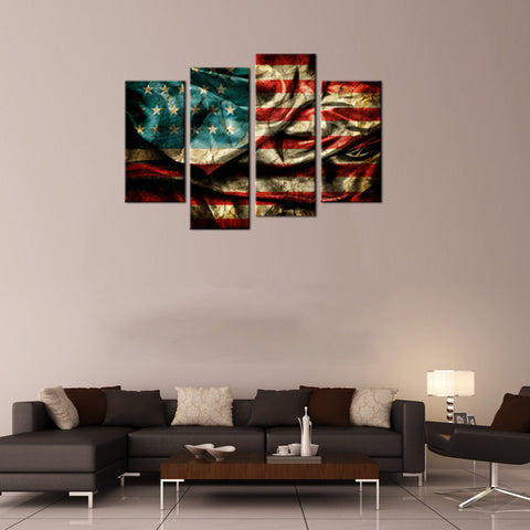 Image of 4 Panel American Flag Canvas Wall Art Set - Ready To Hang