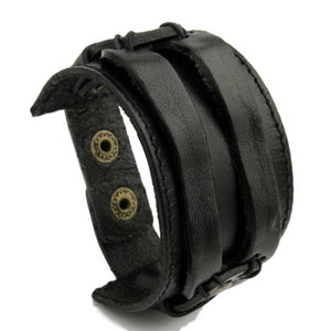 Genuine Leather Wide Cuff Bracelet