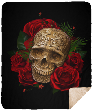 Skull and Roses Fleece Sherpa Blanket