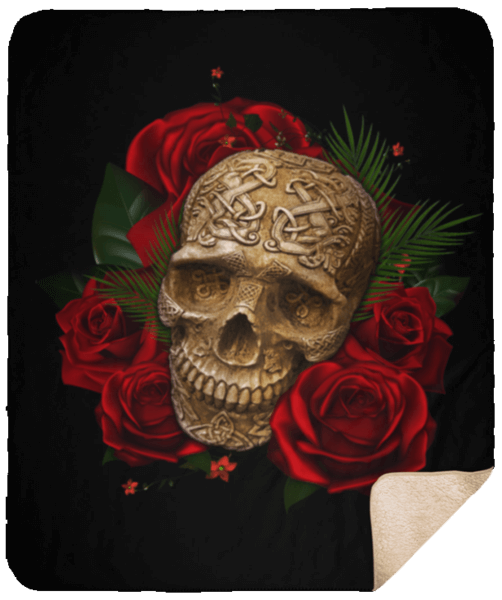 Skull and Roses Sherpa Fleece Blanket