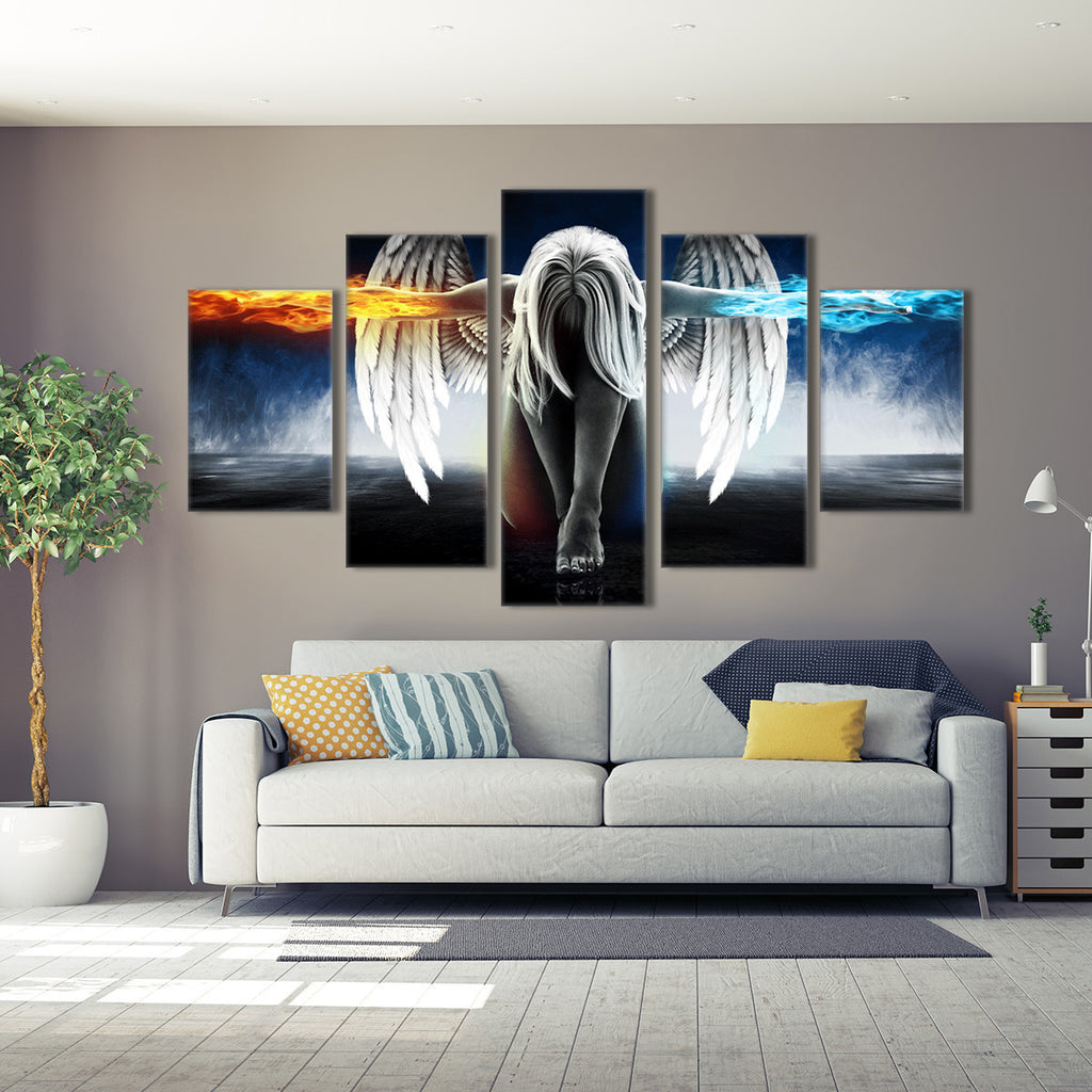 Fire and Ice Angel Canvas Painting