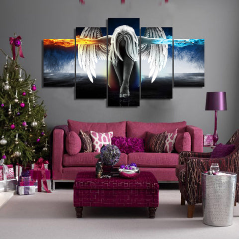 Image of Fire and Ice Angel Canvas Painting
