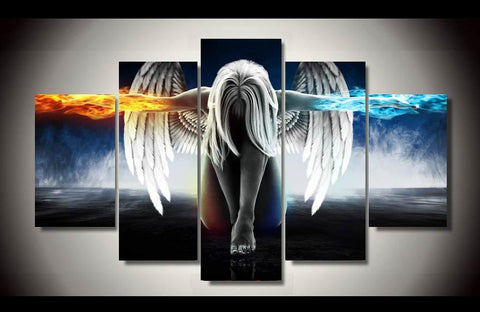 Image of Fire and Ice Angel Canvas Painting