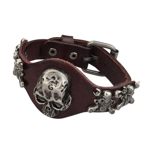 Image of (ONE TIME OFFER) Genuine Leather Skull Bracelet