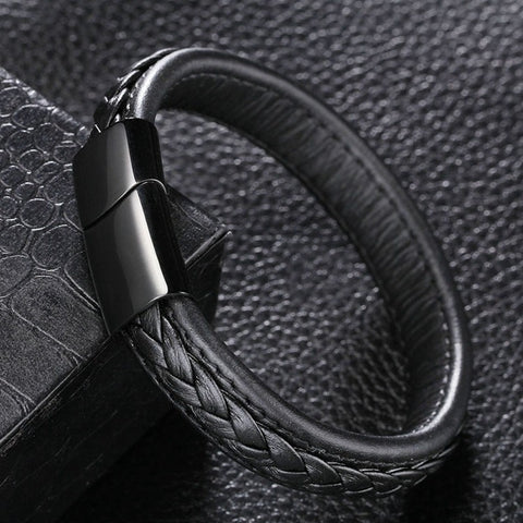 Image of (On Sale) Genuine Leather Bracelet with Stainless Steel Clasp