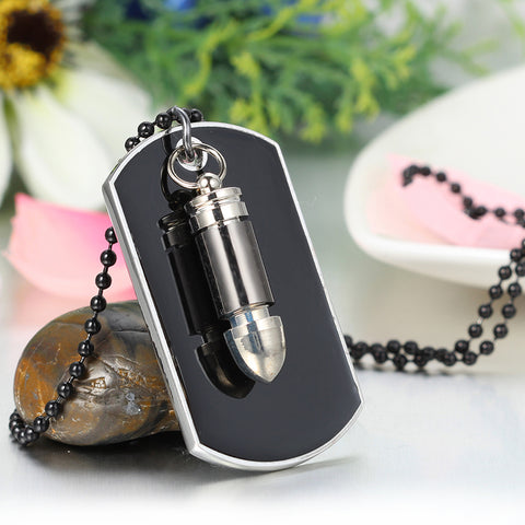 Stainless Steel Black Bullet Dog Tag