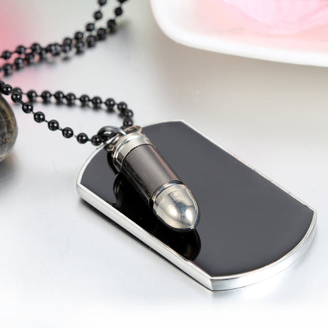 Image of Stainless Steel Black Bullet Dog Tag