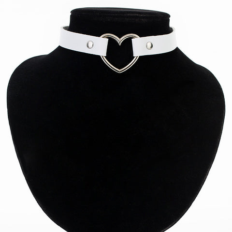 Image of Heart Studded Leather Choker