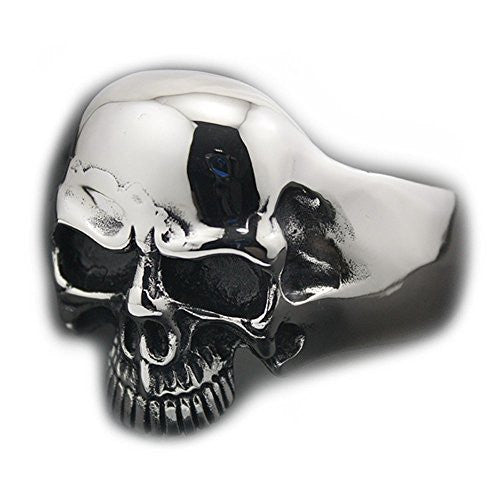 Stainless Steel Huge Heavy Skull Bangle Bracelet