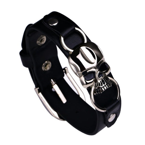 Image of Leather Skull Cuff Bracelet