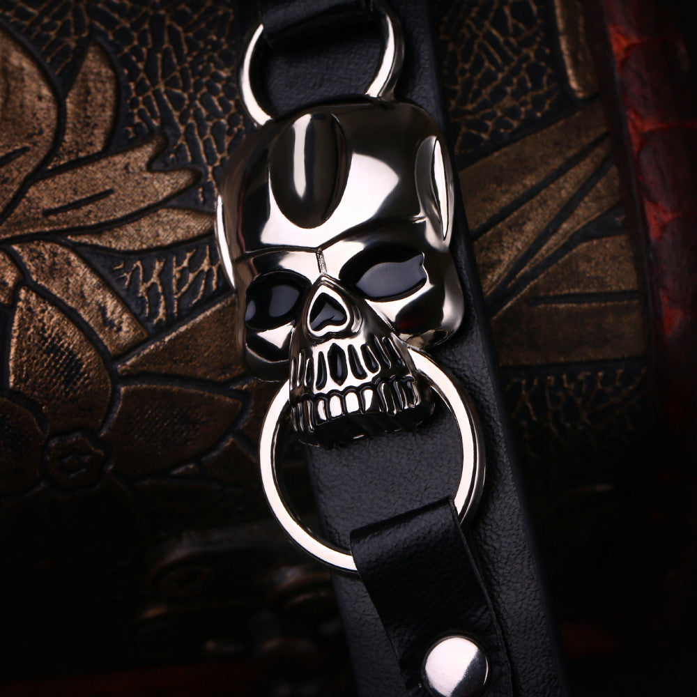 Leather Skull Cuff Bracelet