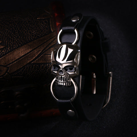 Image of Leather Skull Cuff Bracelet