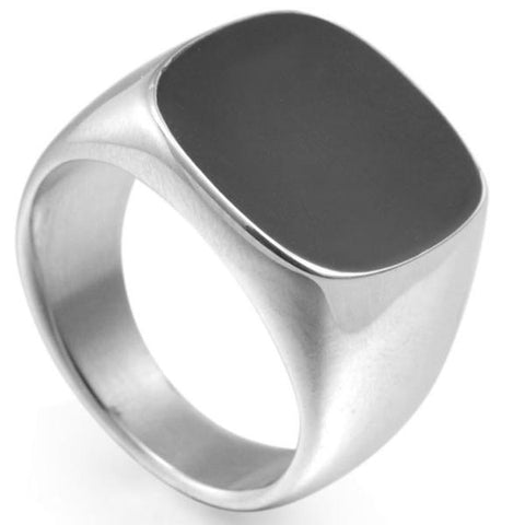 Image of Stainless Steel Onyx Signet Ring