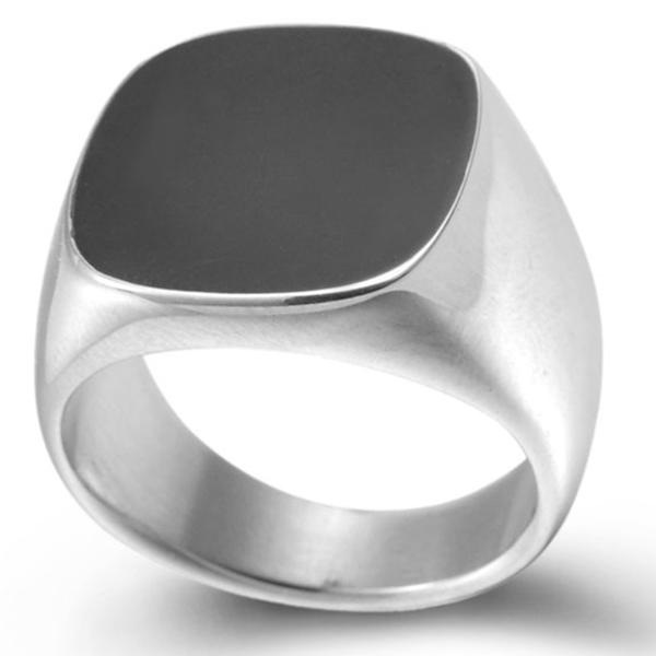 Stainless Steel Onyx Signet Ring