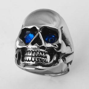 Stainless Steel Skull Ring with Bonus Eye Stones