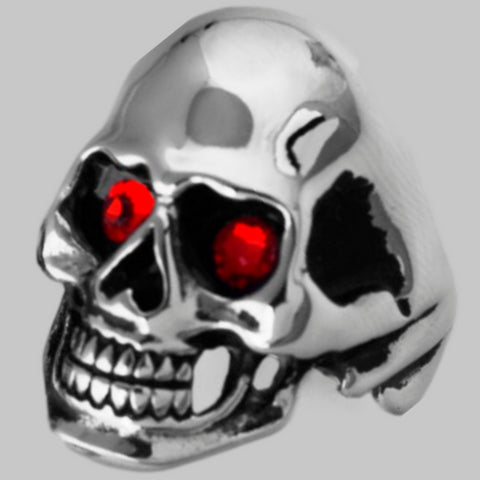 Image of Stainless Steel Skull Ring with Bonus Eye Stones