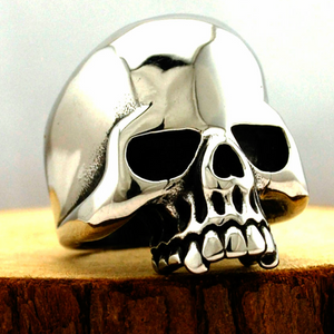 Stainless Steel Polished Half Jaw Skull Ring