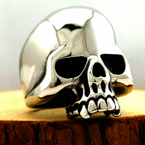 Image of Stainless Steel Polished Half Jaw Skull Ring