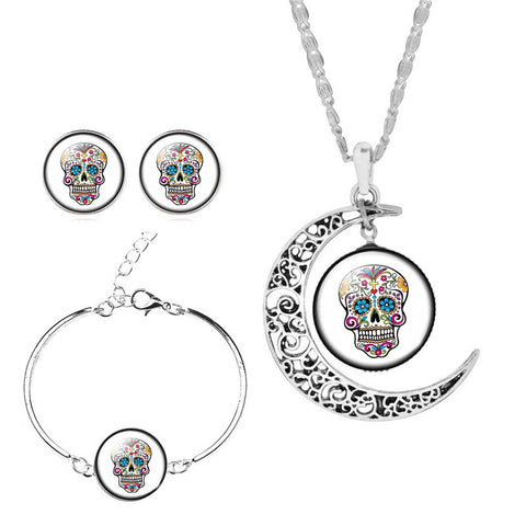 Image of Cross Sugar Skull Jewelry Set