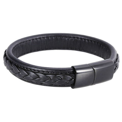Image of (On Sale) Genuine Leather Bracelet with Stainless Steel Clasp
