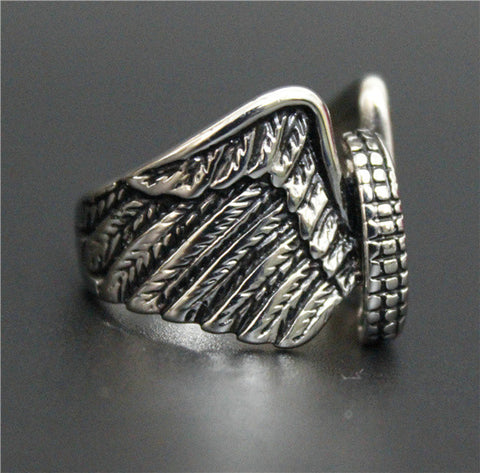 Image of Stainless Steel Tire With Wings Ring